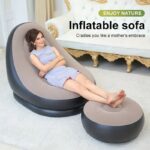 Luxury Inflatable Lounge Chair with Ottoman Modern Air Sofa Set for Living Room & Bedroom - With Air Compressor