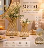 Luxury Decorative Table Vase | Modern Metal Flower Vase for Home & Office Décor | Without Flowers 15x15x18cm - Image 3
