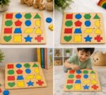 Shape Puzzle Board Game - Educational Wooden Learning Toy Crafted From MDF Wood For Children And Geometric Skill Development - Image 4