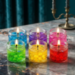 Pack of 6 - Home Decoration Seashell Jell Glass Candles Tea Light Candles In Glass Holder - Decorative Candle Designed For Home Ambiance (Multi Color) - Image 2