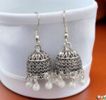 Silver Indian Jumky / Jhumka Earrings by Quirky Fashions | Ethnic wear | Casual wear - Image 3
